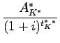 $\displaystyle {\frac{{A^*_{K^*}}}{{(1+i)^{t^*_K{^*}}}}}$